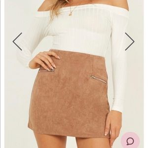 Showpo suede skirt in taupe
